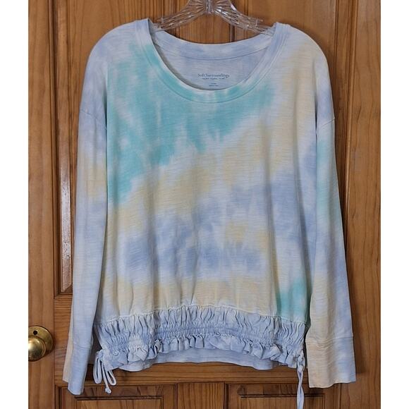 Soft Surroundings Shirt Womens Small Pastel Tie Dye 100% Cotton Loungewear Comfy - Picture 2 of 8
